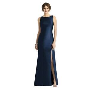 Alfred Sung D770 midnight navy sleeveless satin trumpet gown Size 18 bridesmaid
